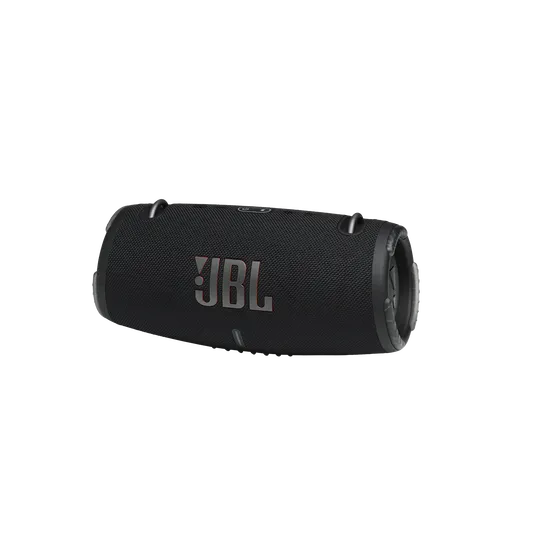 A black JBL portable Bluetooth speaker with the JBL logo visible on the front, shown against a plain background.